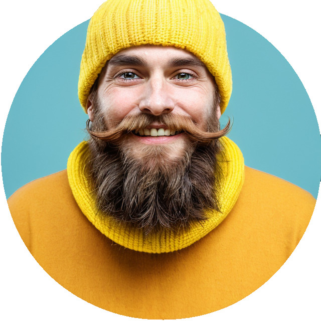 symbol photo of a smiling man with full beard and wearing a woolly